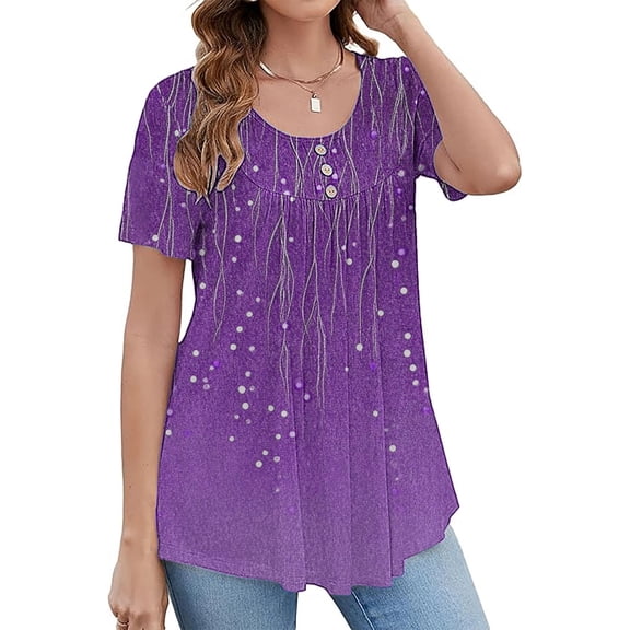 Women's Short Sleeve T-shirt Women'S Tunic Tops For Leggings Short Sleeve Shirts Up Casual Ruched Blouses Clothes,Purple Women's Short sleeve T-shirt XXL