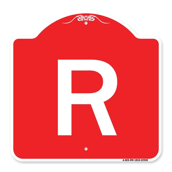 SignMission A-DES-RW-1818-22930 18 x 18 in. Designer Series Sign - Sign with Letter R , Red & White