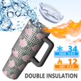 thumbnail image 5 of 40oz Pioneer Flower Floral Print Pattern Insulated Tumbler with Handle, BPA-Free Leak Proof Lid and Straws, Double Wall Vacuum, Hot 12h/Cold 34h, 5 of 6