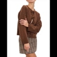 thumbnail image 1 of Suéteres Tipo Cárdigan con Lazo Frontal para Mujer, de Punto Grueso, con Mangas Largas Abullonadas, Modernos Abrigos para Otoño e Invierno. Café L, 1 of 10