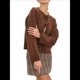 thumbnail image 1 of Suéteres Tipo Cárdigan con Lazo Frontal para Mujer, de Punto Grueso, con Mangas Largas Abullonadas, Modernos Abrigos para Otoño e Invierno. Café L, 1 of 10