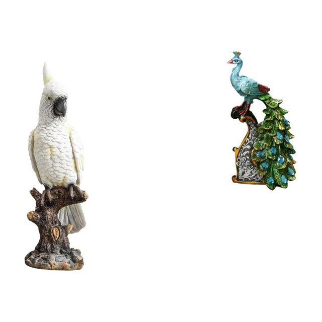 Estatua De Loro Y Pavo Real, Escultura De Resina, Figura Decorativa De Interior, Elegante Adorno De Mesa Para Escritorio, Mesa, Centro De Mesa, Dormitorio, Oficina, Sala De Estar, Chimenea,
