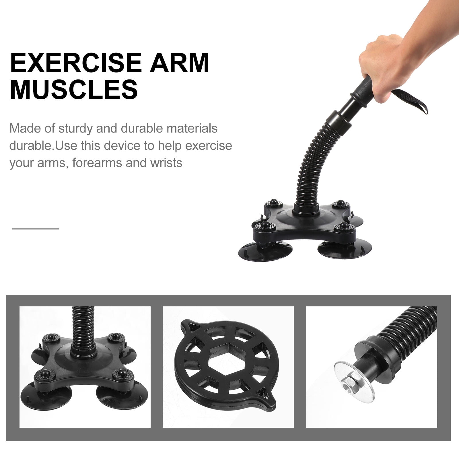 FENGGUIQU Forearm Strength Trainer Fitness Arm Force Exercise Device Iron Wrist Grip Strengthener Black 1 Pc