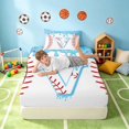 thumbnail image 5 of Manfei Cartoon Baseball Twin Sheets, Kawaii Letter VBedding, Light Blue V 3pcs(1 Flat Sheet, 1 Fitted Sheet and 1 Pillowcase), 5 of 6