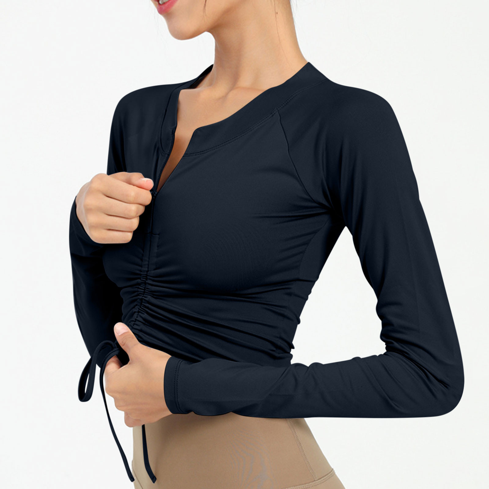 Yihaojia Cute Workout Crop Top & Sweatshirt For Women | Long Sleeve, Lightweight, Casual Pullover, Trendy Fall Tops