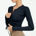thumbnail image 3 of Oplxuo Workout Shirts for Women Quick Dry Long Sleeve Drawstring Crop Tops Slim Fit Running Sports Shirts with Thumb Hole, 3 of 4