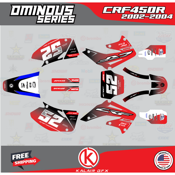 Kalair GFX Graphics Kit for Honda CRF450R (2002-2004) Ominous Series