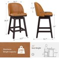 thumbnail image 6 of Dycanpo Swivel Bar Stools Set of 3, 26" Counter Stools with Back & Footrest for Kitchen, Brown, 6 of 8