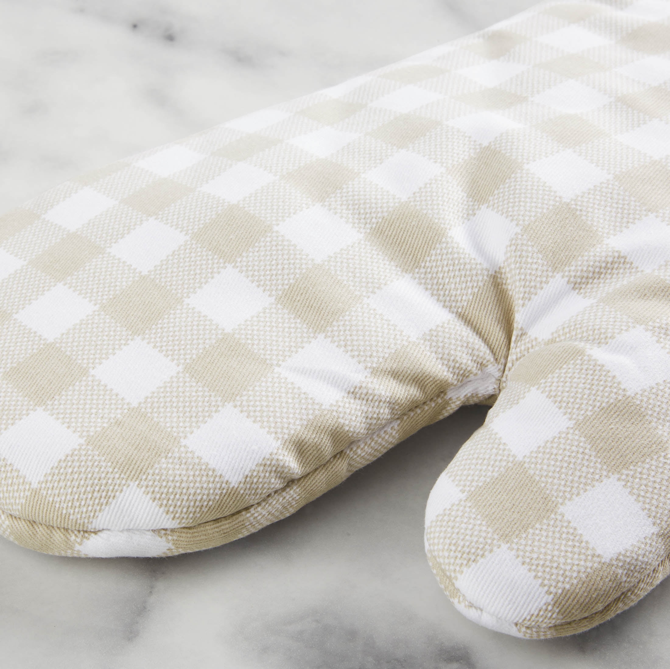KitchenAid Gingham Oven Mitt 2-Pack Set, Milkshake Tan, 7"x13"