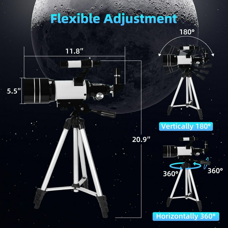 ESAKO Telescope For Kids & Astronomy Beginners, 70mm Aperture Portable Telescopes With 3 Eyepieces Height Adjustable Tripod Phone Adapter Gift For Christmas  Trashed
