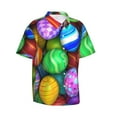 thumbnail image 2 of Kll Men'S Hawaiian Shirt Short Sleeve Button Down Beach Shirts-Colorful Easter Eggs1, 2 of 8