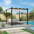 thumbnail image 4 of PURPLE LEAF Pergola 10' X 10' Outdoor Pergola Metal Grill Pergola Patio Adjustable Pergola with Shade Cover for Garden Yard Gazebo, White, 4 of 11