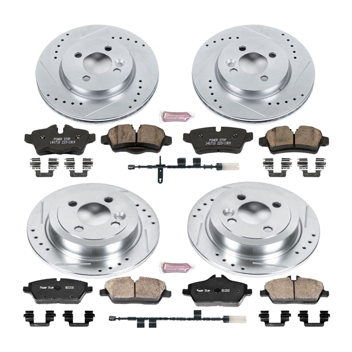 PowerStop Front and Rear Z23 Evolution Sport Carbon-Fiber Ceramic Brake Pad and Drilled & Slotted Rotor Kit Fits: MINI COOPER Select Models K6740