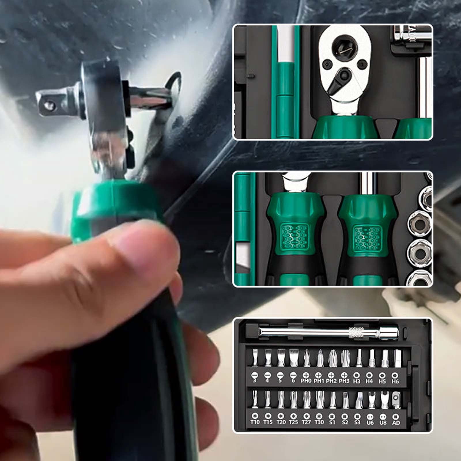 2026 New, Tools Portable And Multi-Functional 40 PCS Screwdriver Set Household Multi-function Tool Set With Ratchet Wrench