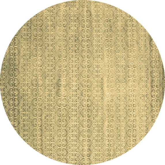 Ahgly Company Machine Washable Indoor Round Abstract Brown Contemporary Area Rugs, 4' Round