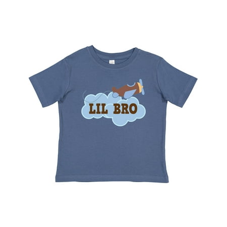 

Inktastic Lil Bro Airplane Boys Pilot Brother Gift Baby Boy T-Shirt