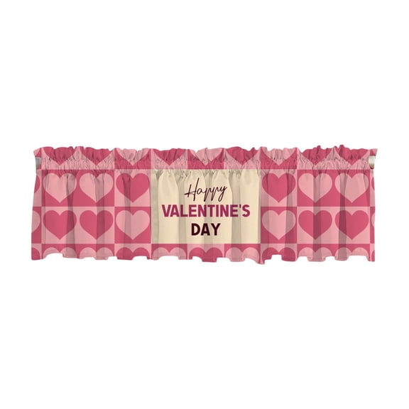 YingYouFu Valentine Curtain Valance Pastel Hearts Valance 53.94 x 17.72 Inch Short Window Treatment for Farmhouse Wedding