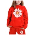 thumbnail image 2 of GBSYEWXS Outfit Set For Child Girls Fashion Sunflower Long Sleeve Sweatshirt Pant Hooded Relaxed Red Clothing Sets Size 6-7 Years, 2 of 4
