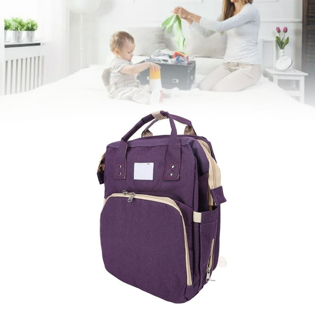 Water Proof Diaper Bag, Baby Diaper Bag Backpack Easy To Wash Portable Multiple Pockets with Top Handle for Nursing Bottle Purple