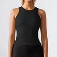 thumbnail image 2 of uvwlwu Women's Ribbed Racerback Tank Top Crewneck Slim-Fit Sleeveless Casual Layering Shirt,L, 2 of 5