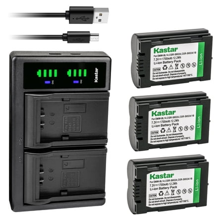 Kastar 3-Pack CGR-S602 Battery and LTD2 USB Charger Compatible with Panasonic Lumix DMC-L1 Lumix DMC-L1K Lumix DMC-L1KEG-K Lumix DMC-L1KEB-K Camera