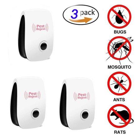 WALFRONT Ultrasonic Pest Repeller, 3Pcs Spider Repellent Indoor Electronic Pest Reject Control Plug Mosquito Cockroach Mouse Killer Repeller to Repel Insects Mice Spider Ant Roaches Bugs (Best Way To Repel Mosquitoes)