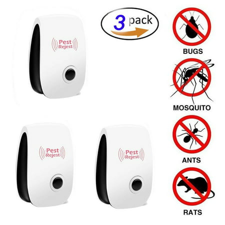 WALFRONT Ultrasonic Pest Repeller, 3Pcs Spider Repellent Indoor Electronic Pest Reject Control Plug Mosquito Cockroach Mouse Killer Repeller to Repel Insects Mice Spider Ant Roaches Bugs (Best Way To Repel Mosquitoes While Camping)