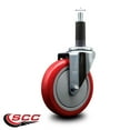 thumbnail image 2 of 5 Inch Red Poly Wheel Swivel 1 Inch Expanding Stem Caster SCC, 2 of 2