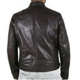 thumbnail image 3 of hopeusince Men's Brown Genuine Leather Slim Fit Biker Style Jacket with Zip Pockets Brown XXXXL, 3 of 7