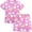Pink rainbow, variant on WIBACKER Two-Piece Pajamas for Girls Cute Dragonfly Summer Short Sleeve PJ Set Kids Sleepwear 3-8T