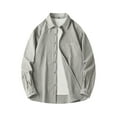 thumbnail image 1 of Blusa y camisa de manga larga con cuello vuelto para hombre, informal, de color liso, con bolsillos, de manga larga y cuello vuelto, de poliéster., 1 of 8