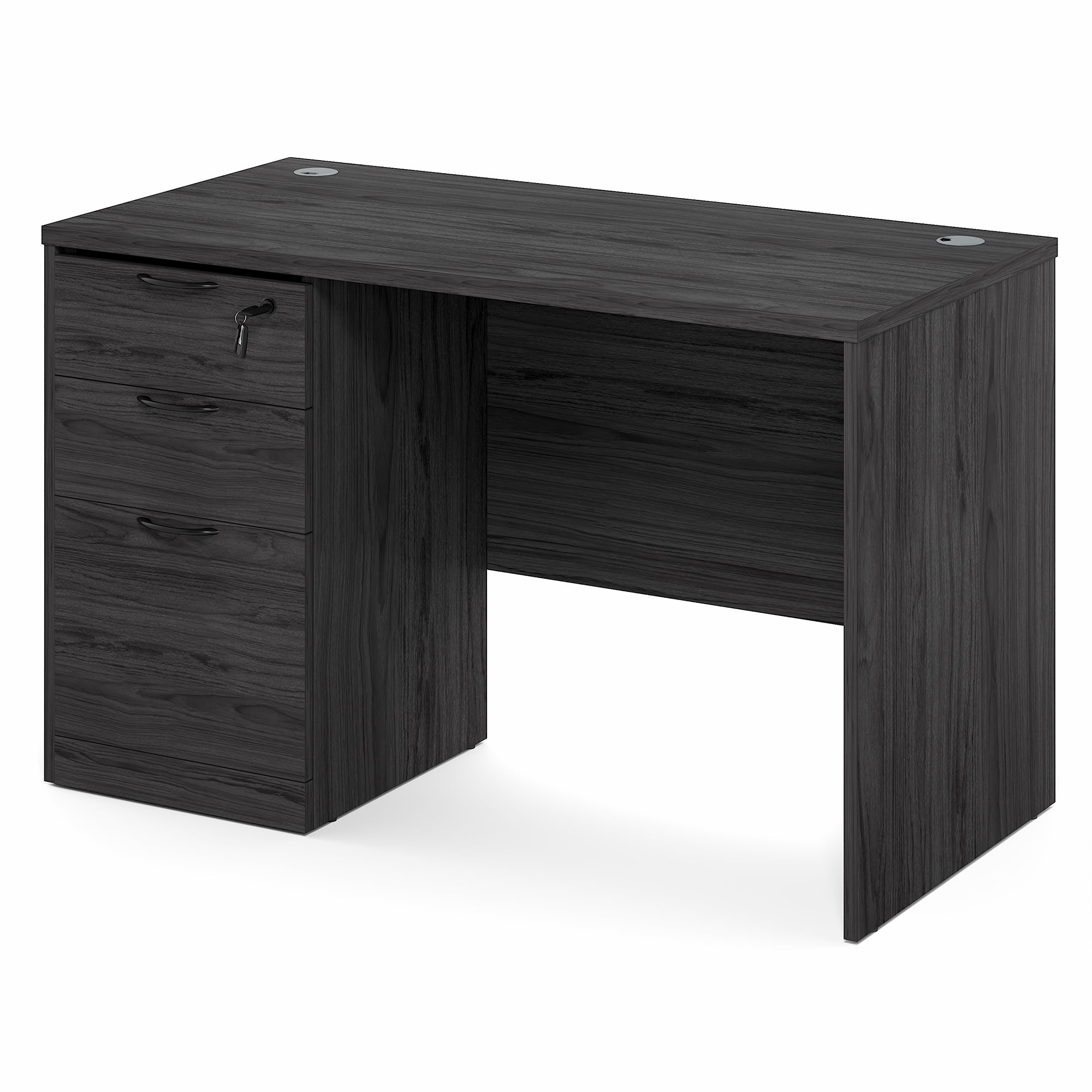 Furinno ROGER 47" Executive Desk with 3-Drawer Cord Grommet Coastal Gray