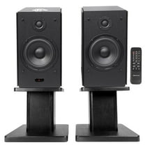 (2) Rockville HD5B 5" Powered Bluetooth Bookshelf Home Theater Speakers Stands