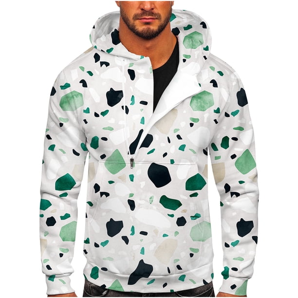Sudadera para hombre Sudaderas de otoño Casual Sports Fitness Pullover Capucha Half-Zip Gradient Tie-Dye Print Odeerbi ODB-5