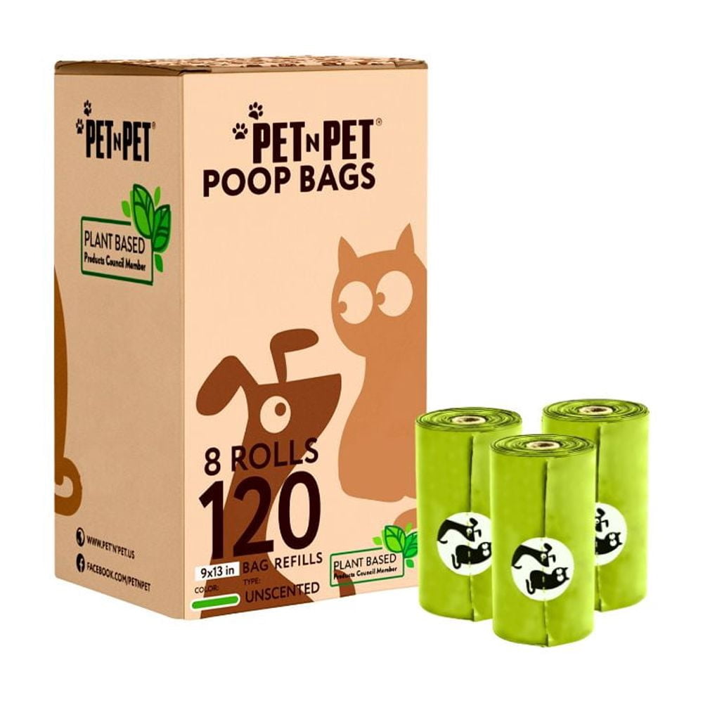 Pet N Pet Poop Bags For Dogs, 120 Counts Plant Based Dog Poop Bags Rolls, Thick Doggie Poo Bag, 100% Leak-proof, Easy to Use Pet Waste Bag