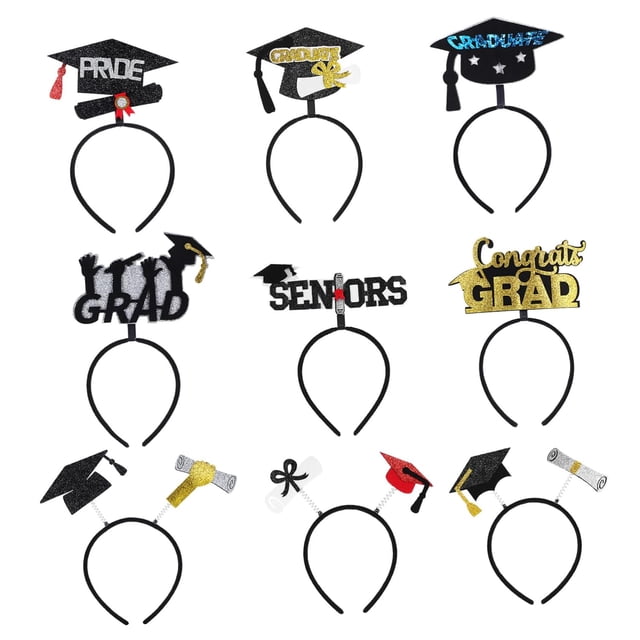 r Juego De 9 Diademas Para La Temporada De Graduación Diademas Para Graduados Suministros Para Graduación Diademas Para El Cabello Diademas Para Birretes De Graduación