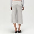 thumbnail image 6 of Gaucho Pants for Women Fold Over Flowy Capri Pants Wide Leg Low Rise Yoga Capris Foldover Cropped Leggings Summer, M, 6 of 6