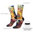 thumbnail image 4 of Daiia Colorful Daisy Sunflower Cow Print Crew Socks – Soft Breathable Long Socks for Men & Women, Moisture-Wicking & Comfortable Daily Wear Socks, One-Size Fits Most (US 5-11), 4 of 6