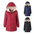 thumbnail image 3 of Chaqueta de invierno de algodón de longitud media con capucha y diseño geométrico impermeable y suave para mujer, 3 of 5