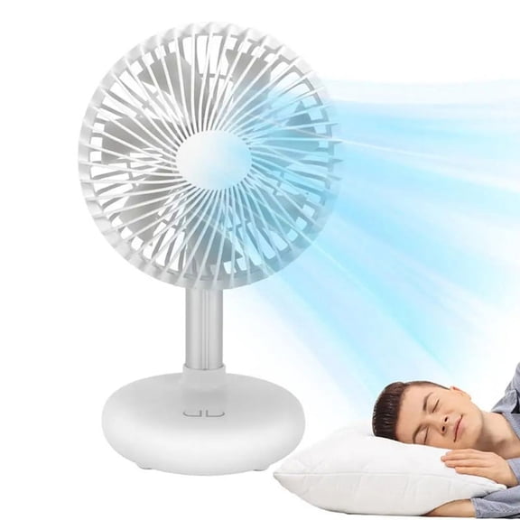 Mini Oscillating Fan USB Rechargeable Portable Battery-Operated Table Fan with 4 Speed Levels Desk Fan for Outdoor White