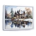 thumbnail image 2 of Designart "Charming Winter Lakehouse" Lakes Lakehouse Floater Framed Canvas Art Print, 2 of 5