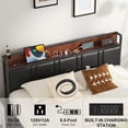 thumbnail image 4 of NISIEN Full Size Bed Frame, Platform Bed Full with Charging Station and Storage, PU Leather Upholstered Headboard, Black, 4 of 9