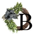 thumbnail image 1 of Opehuo 26 Initial Ribbon Rattan Wreath,Spring Personalized Letters Round Rattan Wreath With Striped Linen Bow,Farmhouse Style Rustic Door Wreaths(B), 1 of 9