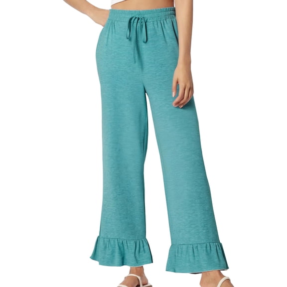 HAiming Women's Wide Leg Pants Comfy Loose Lounge Pajama Pants Classic Drawstring Solid Color High Elastic Waist Pants
