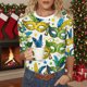 thumbnail image 1 of Xuyuer Mardi Gras Printed Shirt - Ladies' 3/4 Sleeve Crewneck Top for Festival Celebrations, Carnival Themed Parties, Vibrant Holiday Seasonal Fashion & Eye-Catching Parade Ready Apparel, 1 of 9