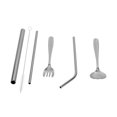 thumbnail image 1 of Juego De Utensilios Para Acampar, 7 Piezas De Paja Duradera Para Acampar De Acero Inoxidable Para Adultos Para Niños Para Exteriores Para Viajar Para Acampar ANGGREK Plata (bolsa de almacenamiento roja), 1 of 8