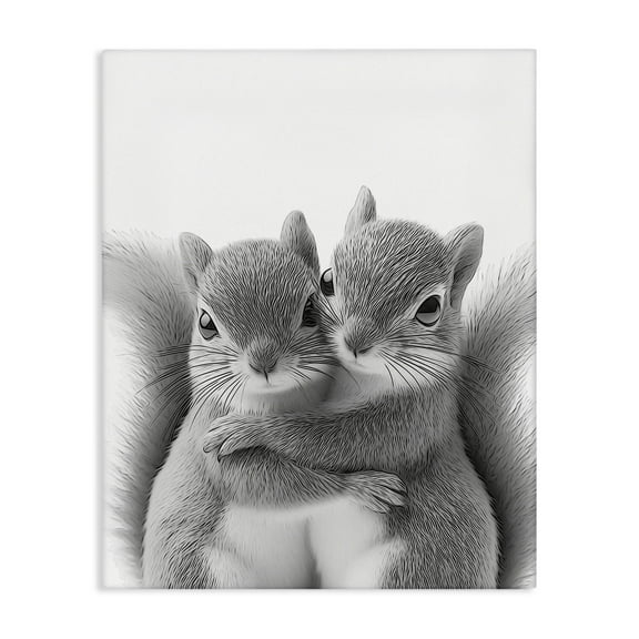 Stupell Industries Hugging Squirrel Pair Animals & Insects Painting Gallery Wrapped Canvas Art Print Wall Art, 16 x 20