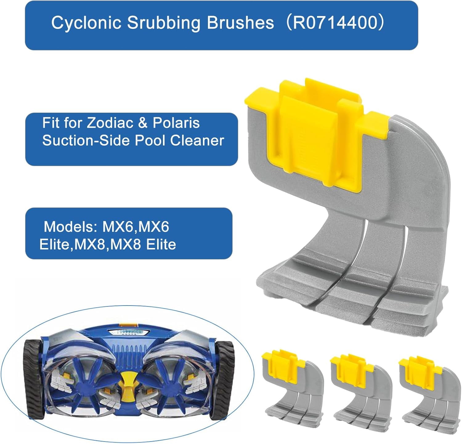 Upgrade 8-Wheel Drive Track & Cyclonic Scrubber Brushes Kit for MX8 MX6 Elite Pool Cleaner, Replacement Drive Shaft & Bearing Set, Replaces R0526100 R0714400 R0525100 R0527000