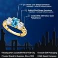 thumbnail image 2 of Gem Stone King 18K Yellow Gold Plated Silver Swiss Blue Topaz and White Moissanite Filigree Style 3 Stone Ring for Women (2.50 Cttw, Oval 8X6MM and 6X4MM) (Size 5), 2 of 6