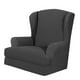 thumbnail image 2 of Funda antideslizante para silla de ala 2pcs Silla Asiento Microfibra Ala Reclinable Protector Cubierta Negro Negro Magideal Funda antideslizante para silla de ala, 2 of 7